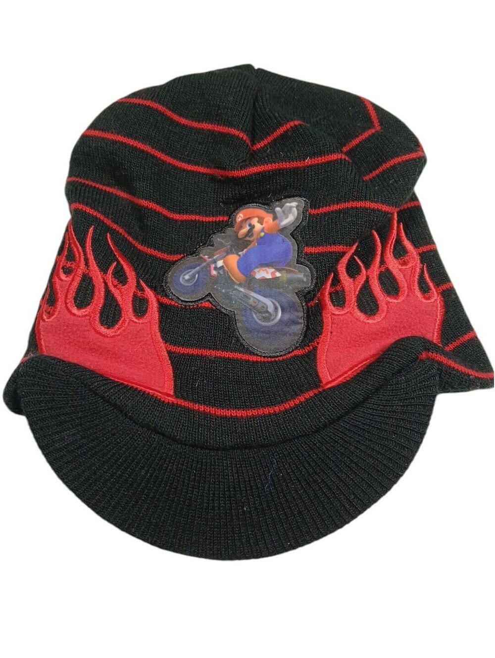 Kids Super Mario Kart Wii Official Nintendo Beanie Cap Black with Bill One SZ